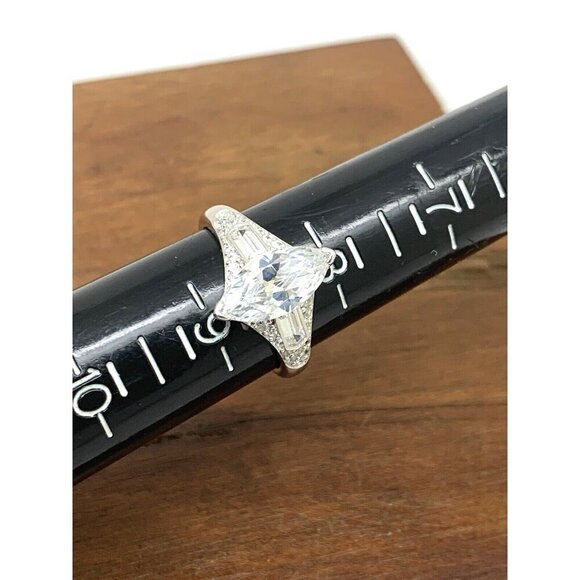 Suzy Levian Sterling Silver Marquise White Cubic Zirconia Engagement Ring SZ 8.5 - Picture 10 of 16
